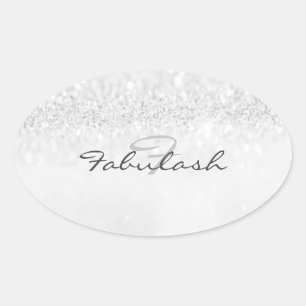 Sticker Ovale Fille Monogramme Parties scintillant étincelle Arg