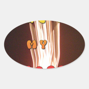 Sticker Ovale Fire in My Heart Art Print