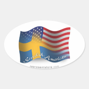 Sticker Ovale Flag de Swedish-American