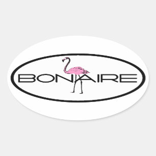 Sticker Ovale Flamant rose de Bonaire
