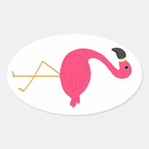 Sticker Ovale Flamant rose rose