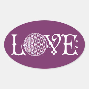 Sticker Ovale Fleur de la vie - AIMEZ marquer avec des lettres