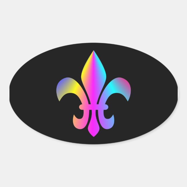 Sticker Ovale Fleur de Lis colorée (Devant)
