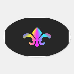 Sticker Ovale Fleur de Lis colorée