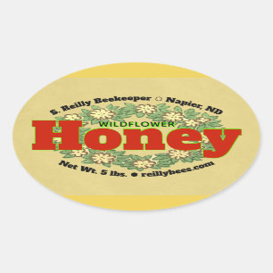 Sticker Ovale Fleur sauvage Wreath Honey Jar