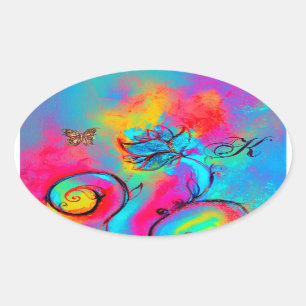 STICKER OVALE FLEURS BLANCHES, MONOGRAMME D'OVALE DE LA BOUTEILL