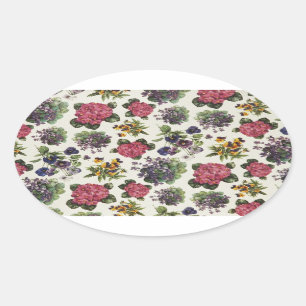 Sticker Ovale Floral Vintage