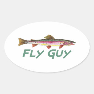 Sticker Ovale Fly Fly de truite arc-en-ciel