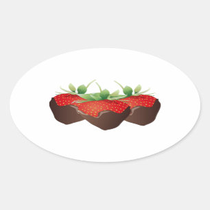 Sticker Ovale Fraise de chocolat