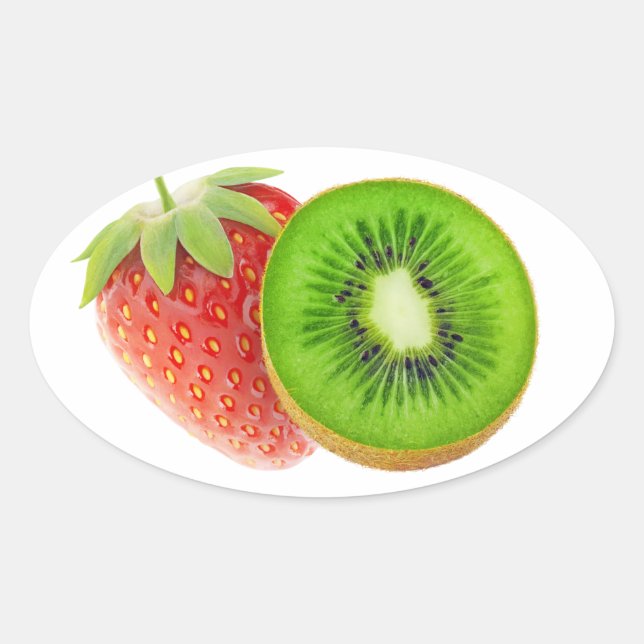 Sticker Ovale Fraise et kiwi (Devant)