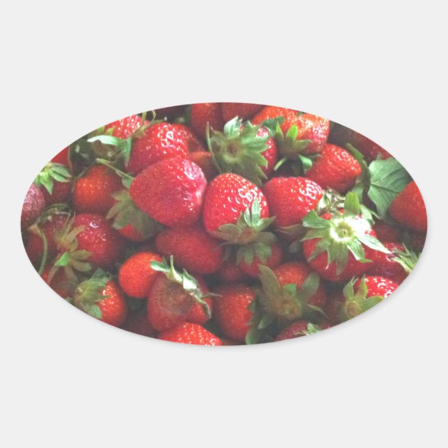 Sticker Ovale Fraises classiques (Devant)
