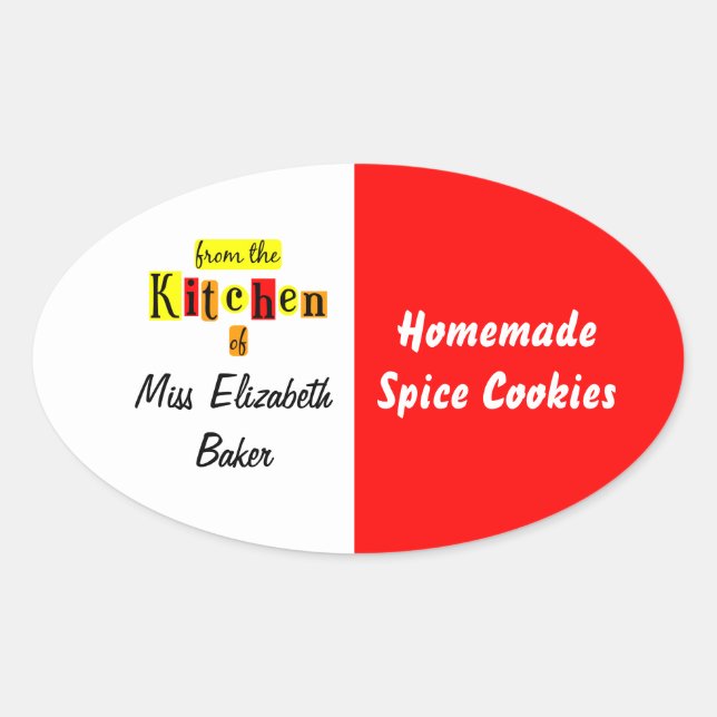 Sticker Ovale From the Kitchen of Retro Red Yellow Canning (Devant)