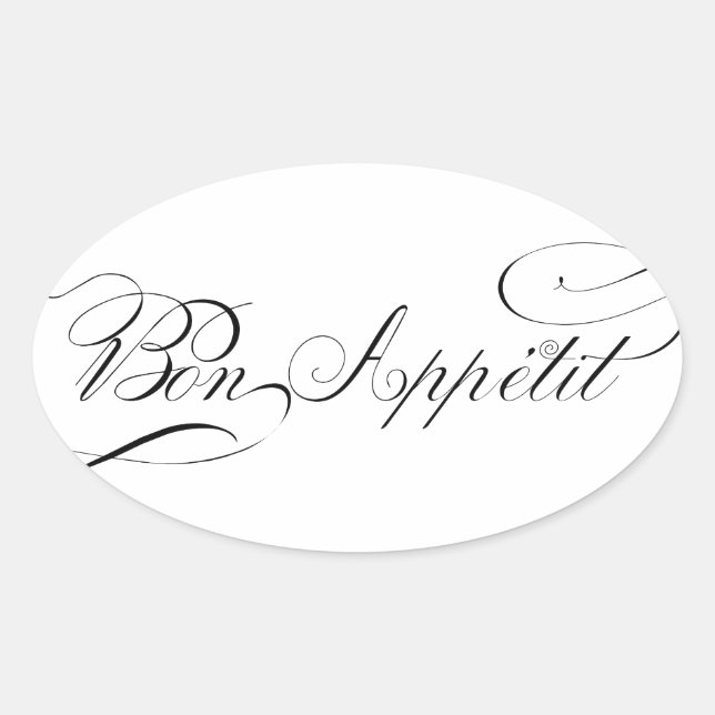 Sticker Ovale Fun Bon Appetit Fancy Cursive Script for Foodies (Devant)