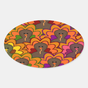 Sticker Ovale Fun Colorful Thanksgiving