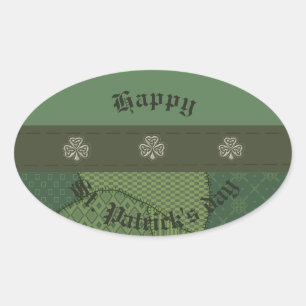 Sticker Ovale Fun grundge shamrock irlandais chanceux