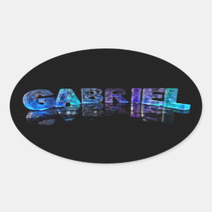 Sticker Ovale Gabriel nommé dans 3D s'allume (la photographie)