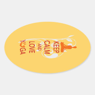 Sticker Ovale Gardez le calme et aimez le yoga - conception