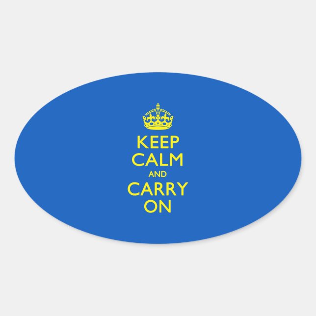 Sticker Ovale GARDEZ LE CALME ET PORTEZ SUR LE Bleu (Devant)