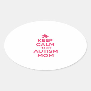 Sticker Ovale Gardez le calme que je suis une maman d'autisme