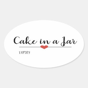 Sticker Ovale Gâteau dans un pot simple blanc