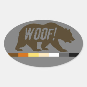 Sticker Ovale Gay Bears Fierté Drapeau Bear Woof