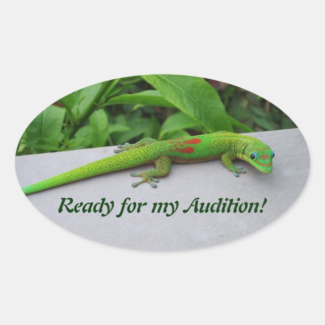 Sticker Ovale Gecko Gold Dust Day - Audition et obtenir quelques (Devant)