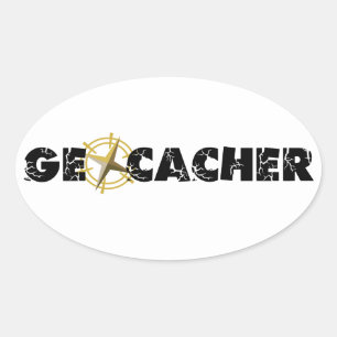 Sticker Ovale Geocacher avec Compass