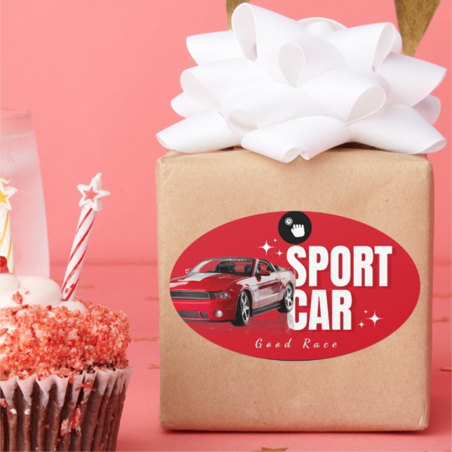 Sticker Ovale  geometric sticker, pink green sticker, modern pat (Fête)