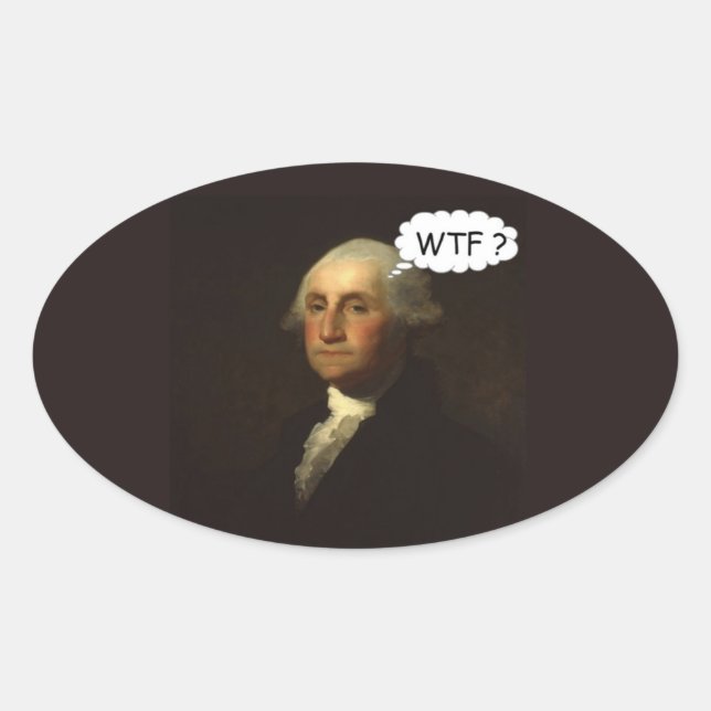 Sticker Ovale George Washington tourne dans sa tombe amusante (Devant)