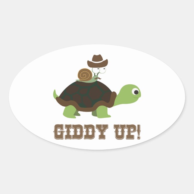 Sticker Ovale Giddy Up ! (Devant)