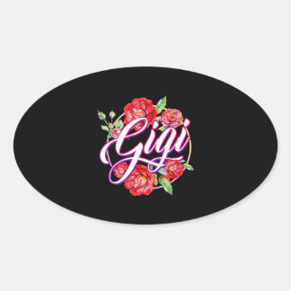 Sticker Ovale Gigi Fleurs Femmes Gigi Grandma Mors