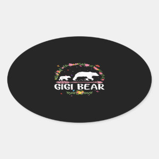 Sticker Ovale Gigi Fleurs Ours Correspondant Famille Ours Mors D
