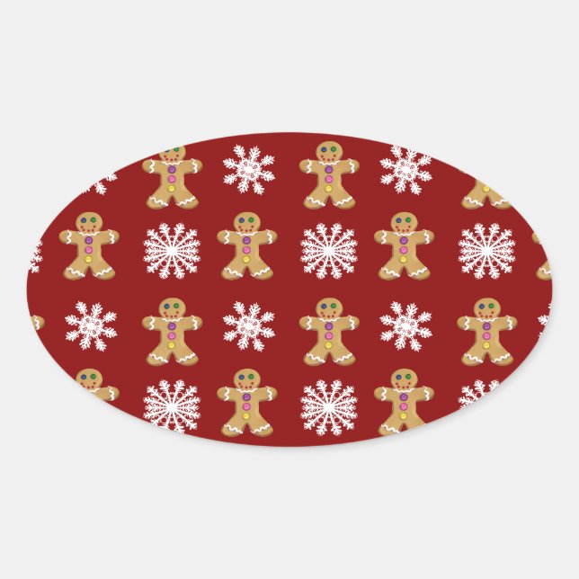 Sticker Ovale Gingembre et neige (Devant)