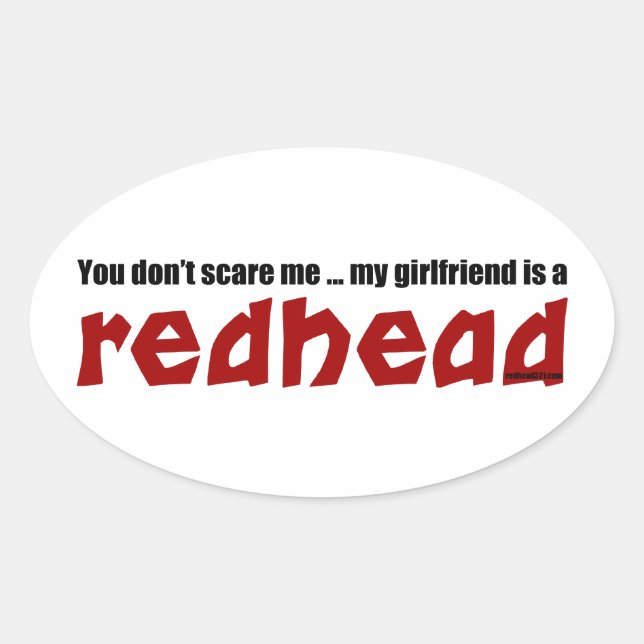 Sticker Ovale Girl friend est Redhead (Devant)