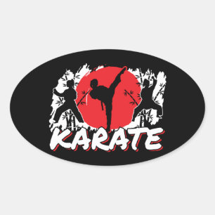 Sticker Ovale Girls Karate - Thème japonais patriotique Japon