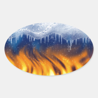 Sticker Ovale Glace et flamme