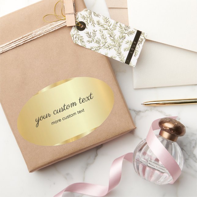 Sticker Ovale Glamour Template Gold Calligraphy Your Custom Text (Cadeaux)
