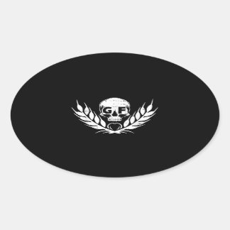 Sticker Ovale Gluten Cool libre crâne guerrier cadeau