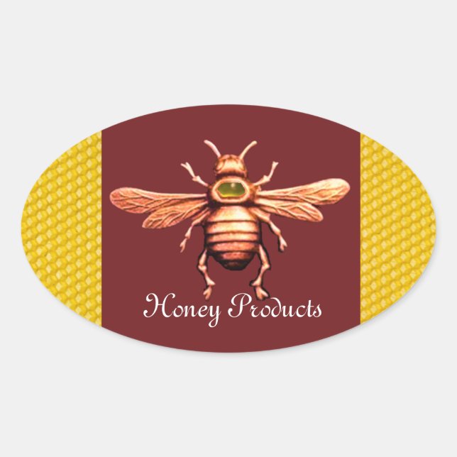 STICKER OVALE GOLD HONEY BEE / BEEKEEPER BEEKEEPER (Devant)