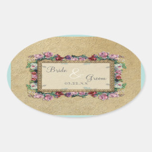 Sticker Ovale Gold & Lace Classic Formal Élégant Invitation de m