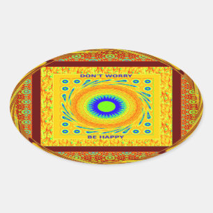 Sticker Ovale Golden Red African traditionnel Color Vector Desig