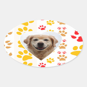 Sticker Ovale Golden Retriever Chien Coeurs Pâtes Imprimer