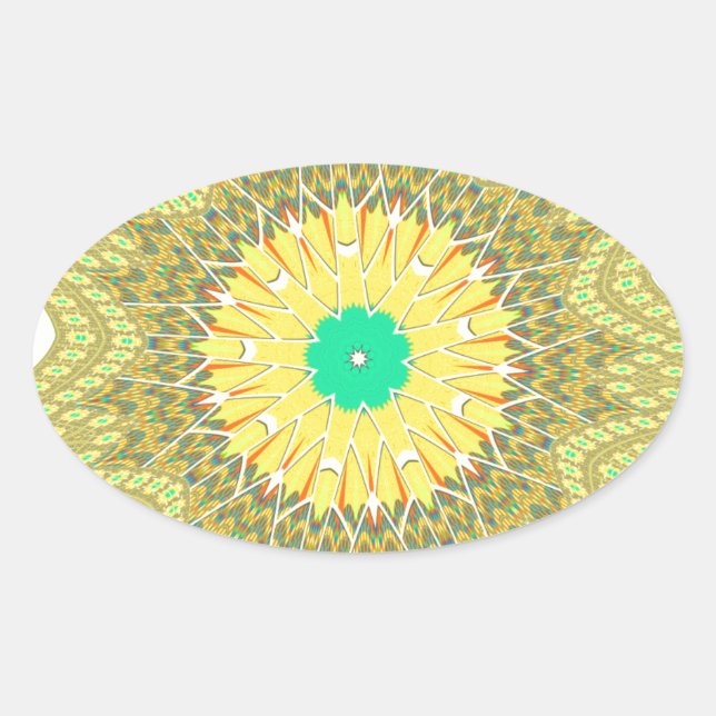 Sticker Ovale Golden Yellow African ethnie tribale motif Art (Devant)