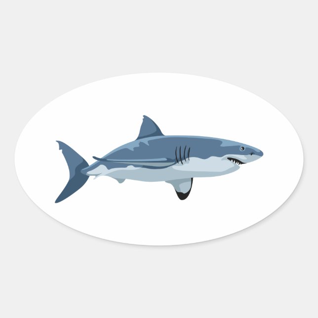 Sticker Ovale Grand requin blanc (Devant)