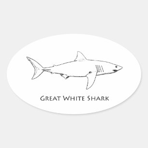 Sticker Ovale Grand requin blanc (art en ligne)