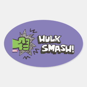 Sticker Ovale Graphisme de gribouillis de poing de Hulk