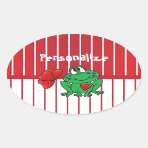 Sticker Ovale Grenouille d'amour du jour de Valentines