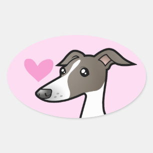 Sticker Ovale Greyhound / Whippet / Grise italienne
