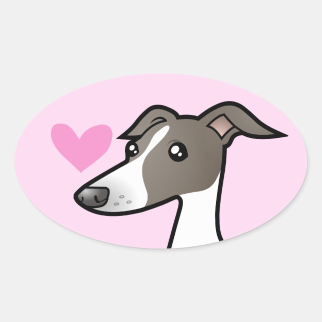 Sticker Ovale Greyhound / Whippet / Grise italienne (Devant)