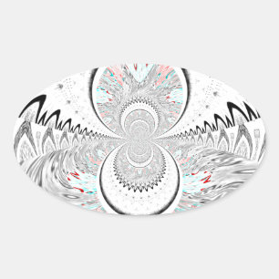 Sticker Ovale Gris Kaleidoscope Art